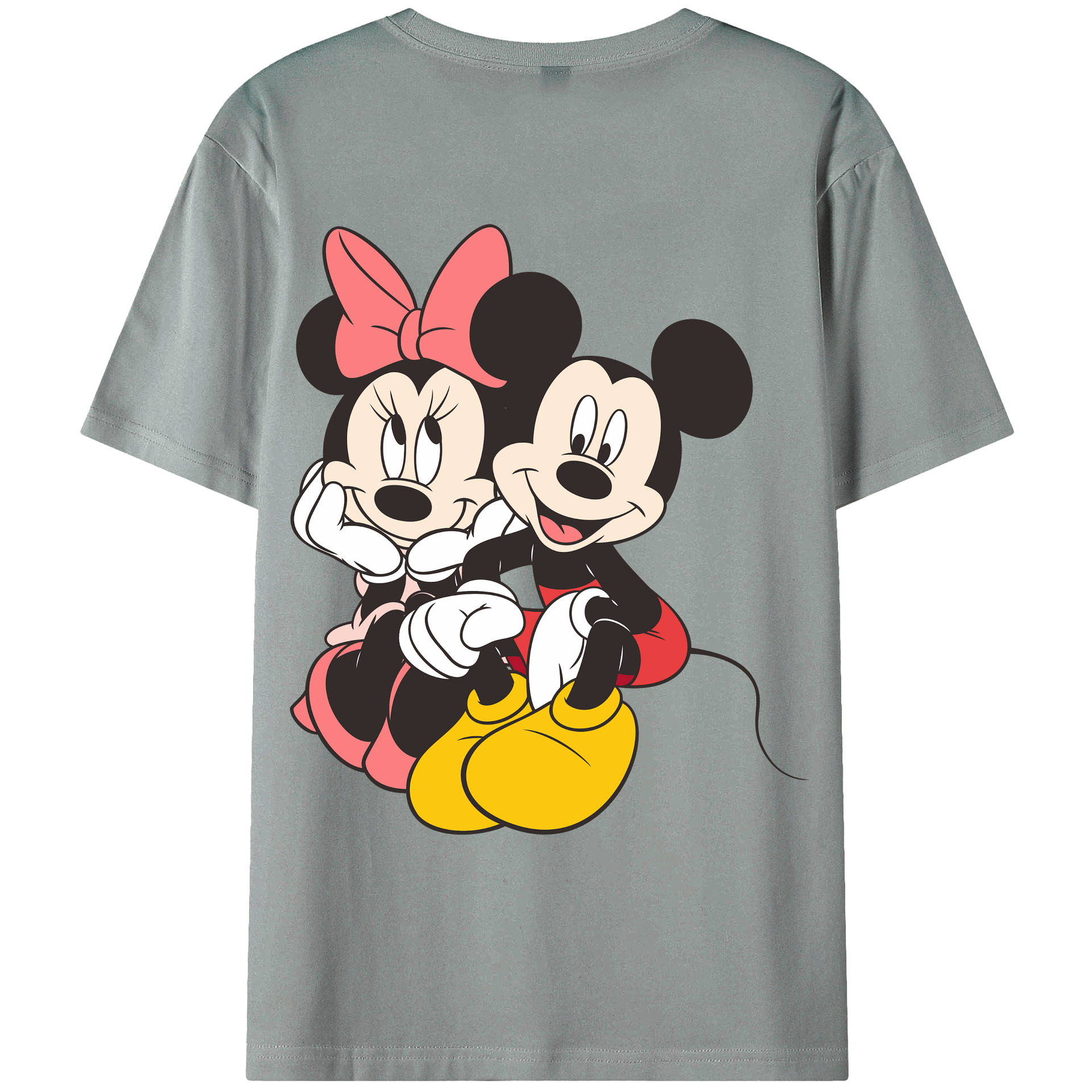 ミッキーマウス Mickey Mouse 綿100％ メンズ半袖Tシャツ（バックプリント） 通気性